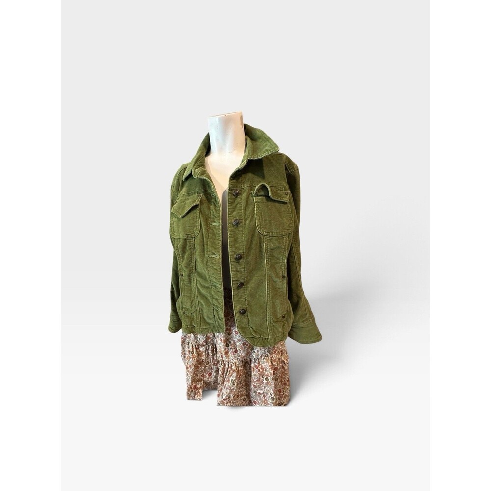 Live a Little Women's velour Y2K green Button  Collared Jacket  M 2000’s nautica